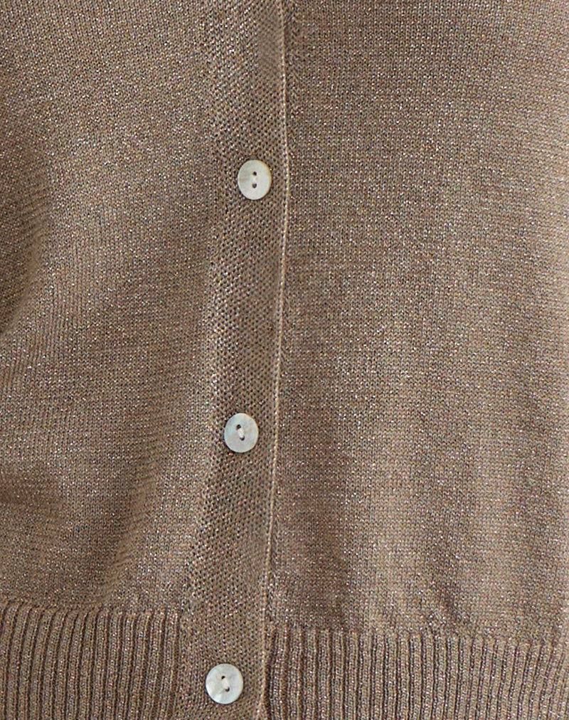 Yunji Button Cardigan in Lurex Gold