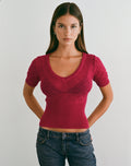 Yura Top in Pointelle Knit Deep Red