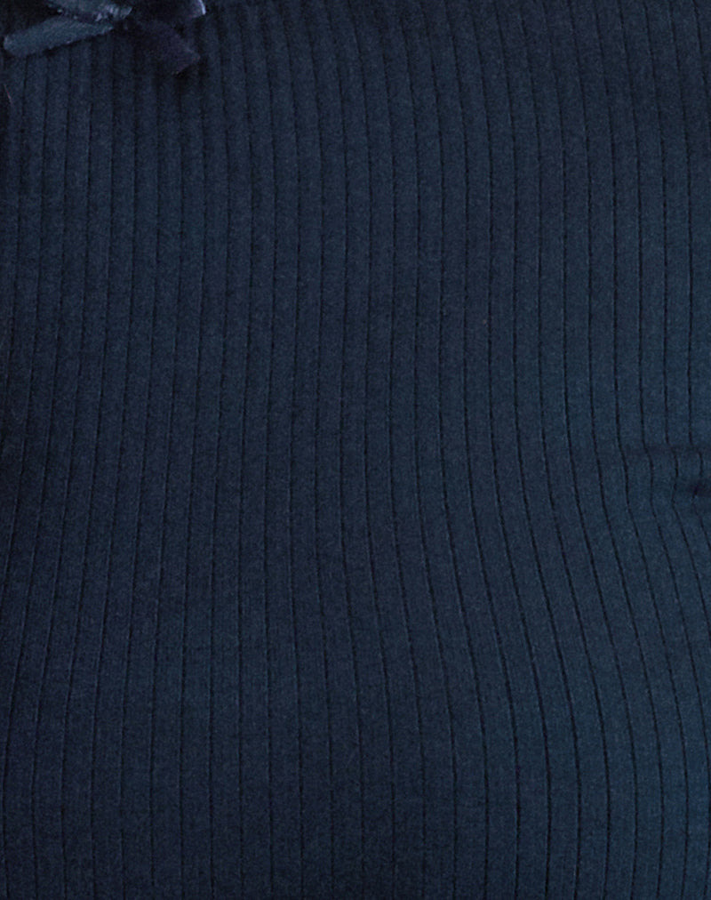 Zana Ribbed Top in Navy