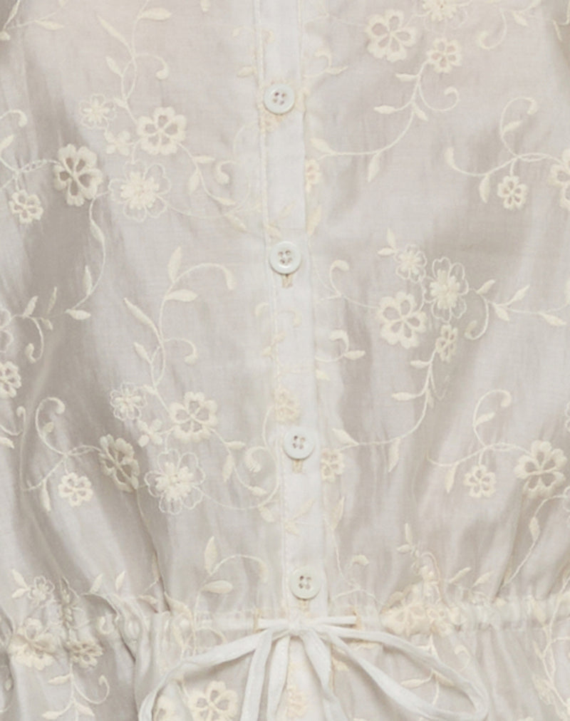 Zaraku Top in Fresia Broderie Ivory