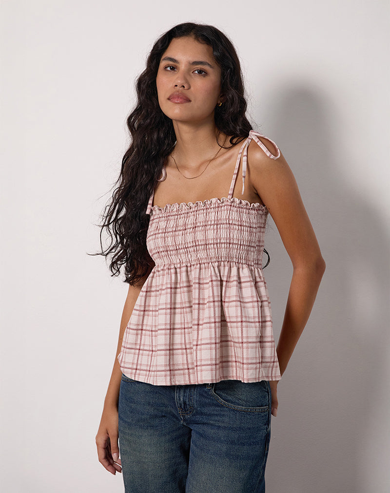 Zerah Top in Basic Tartan Pink