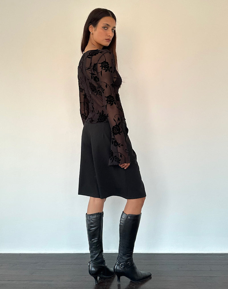 Zerlin Unlined Long Sleeve Top in Rose Flock Black