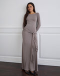 Zeya Maxi Dress in Cupro Taupe Grey