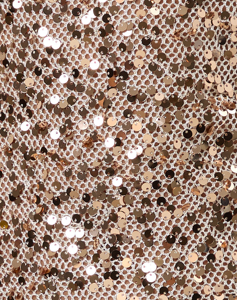 Zeyana Unlined Mini Dress in Sequin Gold