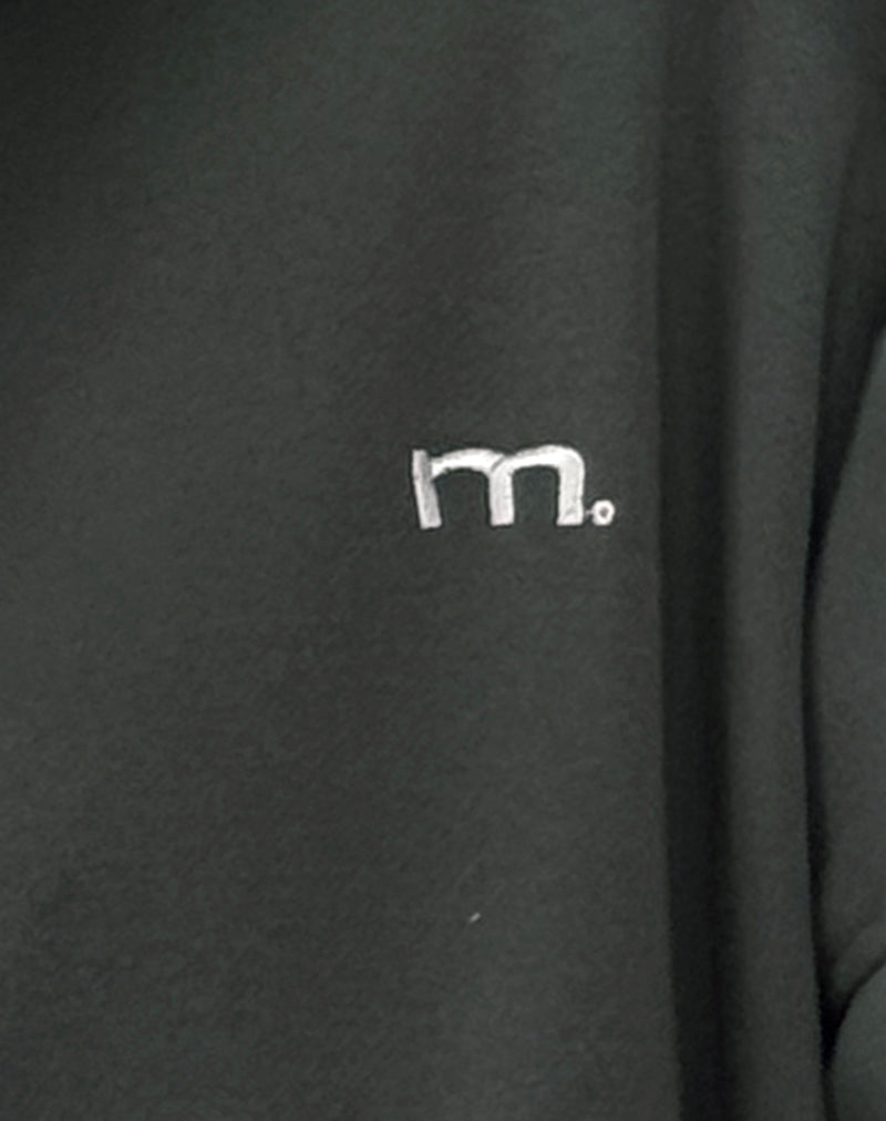 Zip Through Hoodie in Beluga with Light Grey M Embroidery