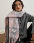 Scarf in Brushed Knit Pink Check