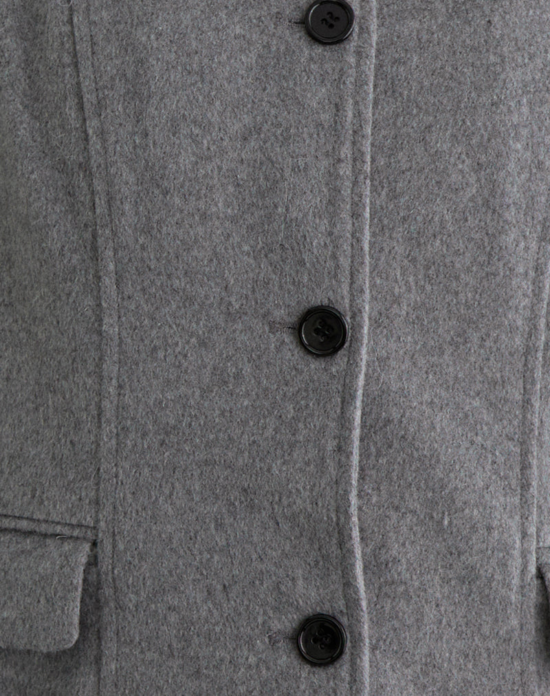 Ziya Collared Button Up Jacket in Wool Grey
