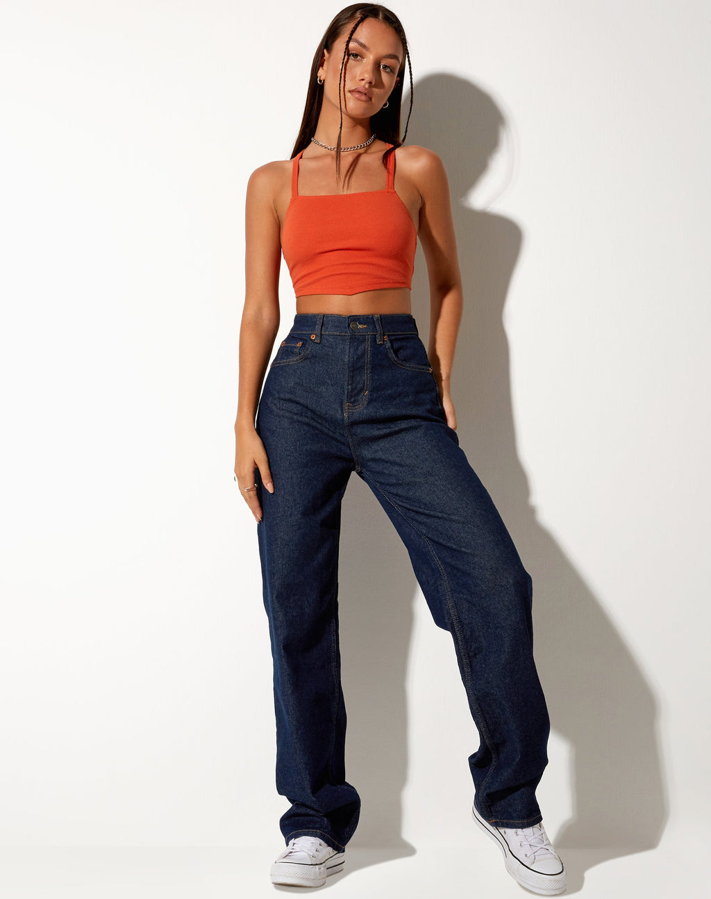 Nara Crop Top in Rib Tangerine