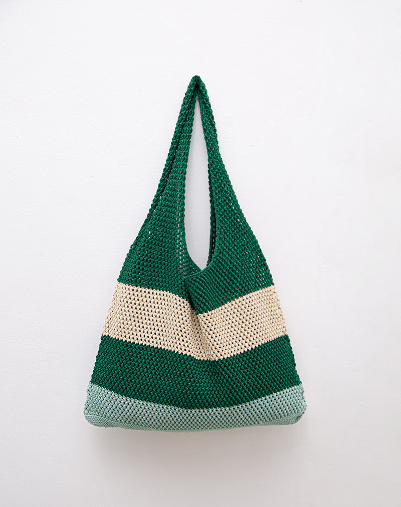 Zuni Knitted Bag in Stripe Green Blue