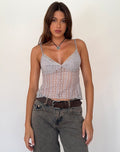 Megara Strappy Top in Silver Grey Lace Mesh